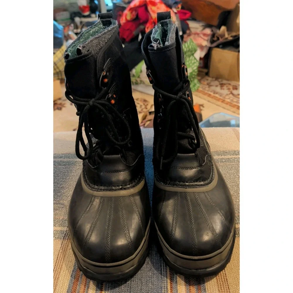 Mens 13 M Sorel Caribou Black Nylon Waterproof Snow Winter Boots Kaufman Canada